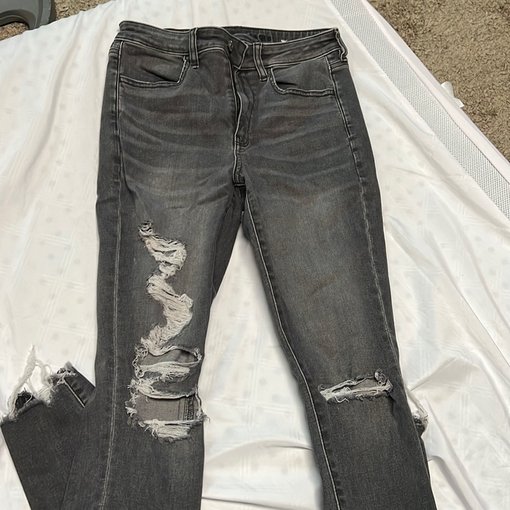 American Eagle skinny jeans gray/black